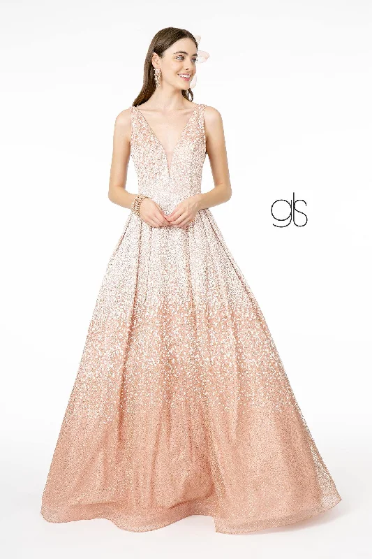 Charcoal Gray Gown Long Prom Glitter Tulle A-Line Dress
