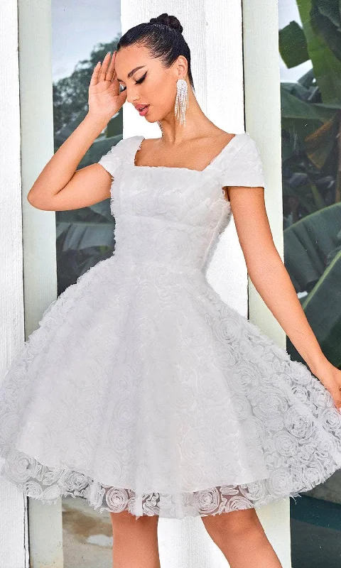 Floor-Length Gown J'Adore Dresses J24088 - Square Neck Ruffled Cocktail Dress