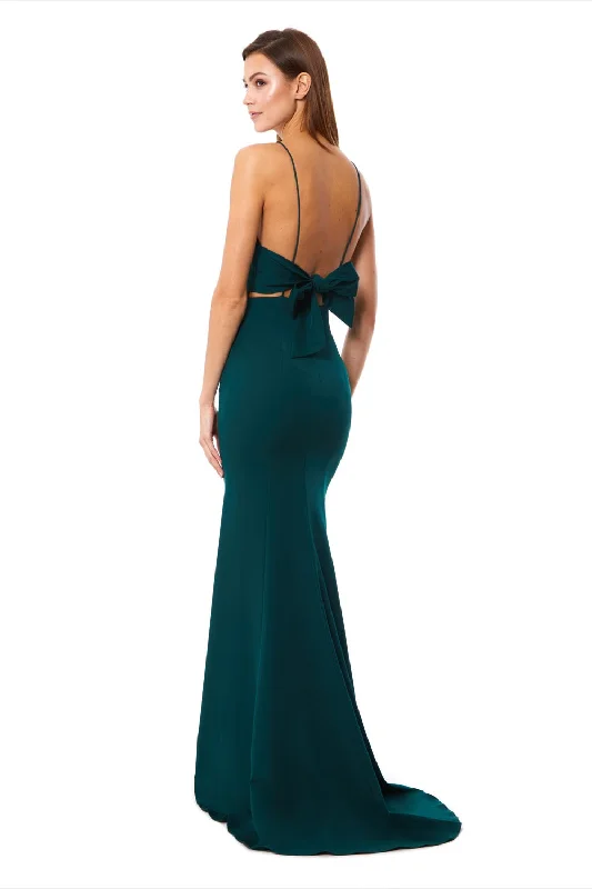 Bold Print Formal Dress Jemima Square Neck Maxi Dress with Open Back