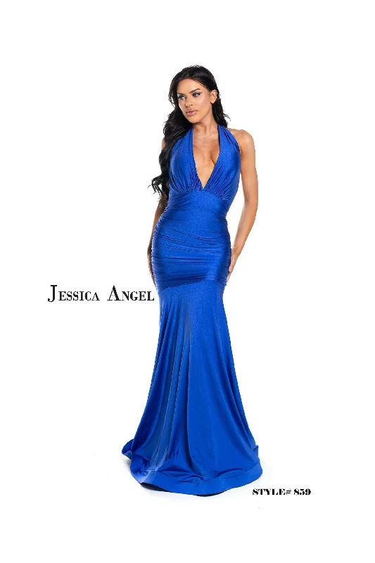 Applique Gown Jessica Angel Halter Long Formal Dress 859