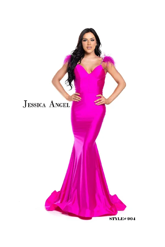Deep V-Neck Dress Jessica Angel Fitted Long Formal Dress 904