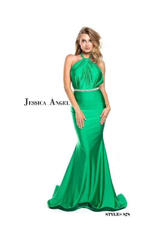 Bow Detail Dress Jessica Angel Long Formal Halter Fitted Dress 878