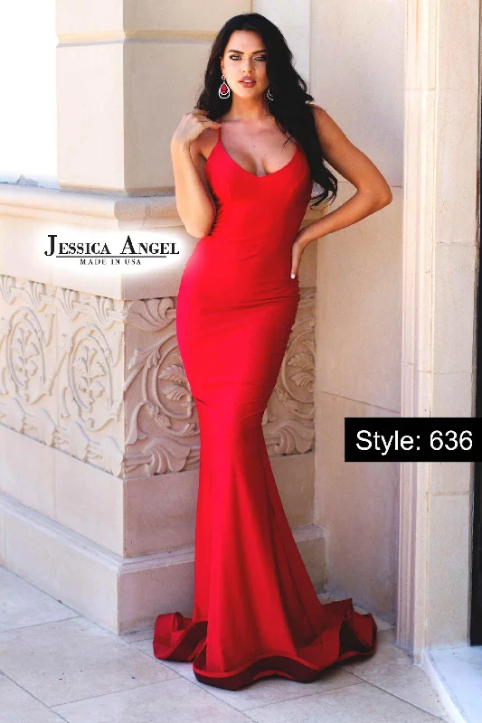 Knee-Length Dress Jessica Angel Spaghetti Strap Long Evening Gown 636