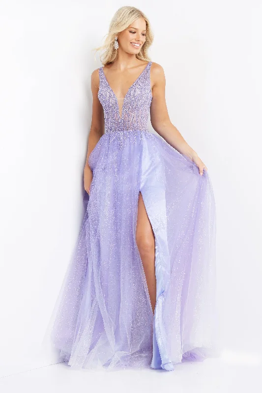 Lush Satin Gown Jovani 07387 Long Tulle Prom Dress