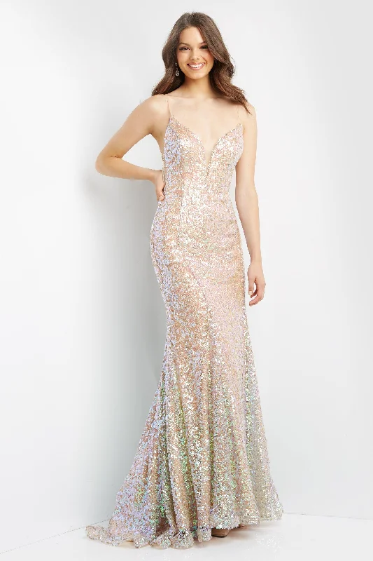 Dainty Chiffon Dress Jovani 07594 Embellished Long Prom Dress