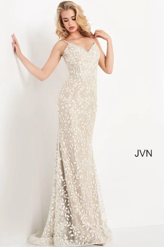 Formal Red Dress Jovani 06472 Long V Neck Prom Dress