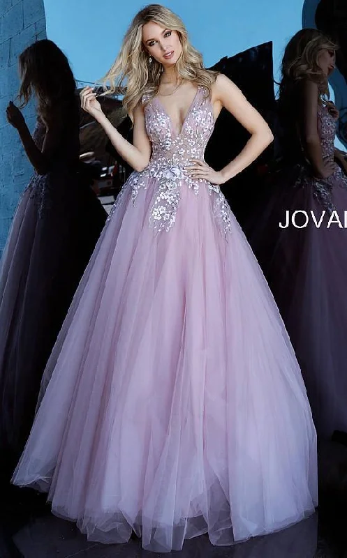 Halter Gown Jovani 67459 Prom Long Floral Embroidered Ballgown