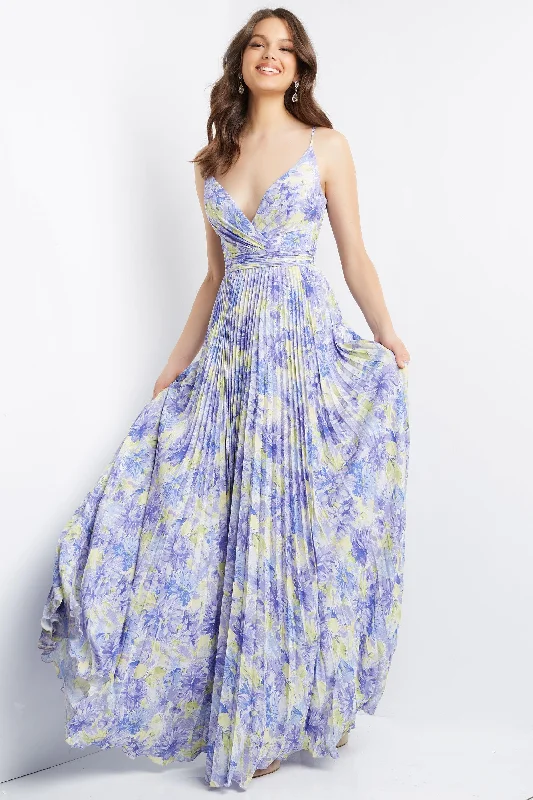 Regal Ball Gown Jovani 08491 Floral Print Long Maxi Prom Dress