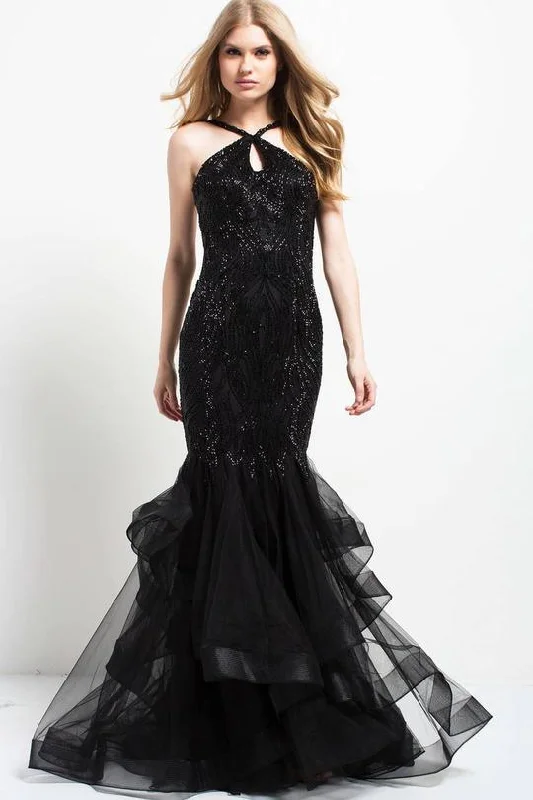 Show-Stopping Evening Gown Jovani 48732 Halter Long Prom Gown