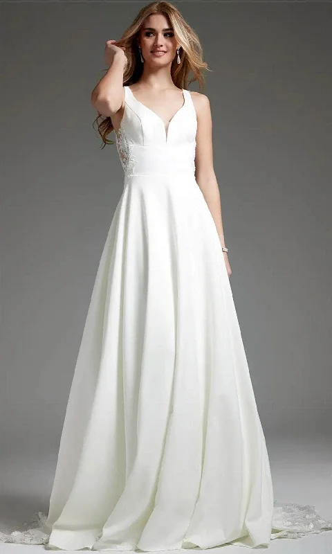 Beaded Evening Dress Jovani JB42294 - Beaded Lace Illusion Back Bridal Gown