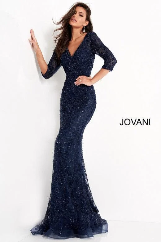 Satin Gown Jovani 03561 Long Formal Long Sleeve Evening Dress