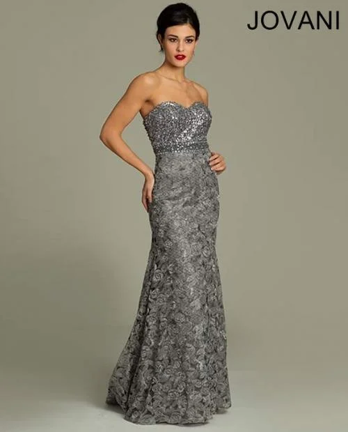 Open Back Dress Jovani 78203 Long Formal Prom Strapless Dress