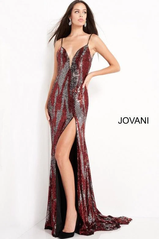 Maxi Dress Jovani 04428 Long Formal Spaghetti Strap Prom Dress