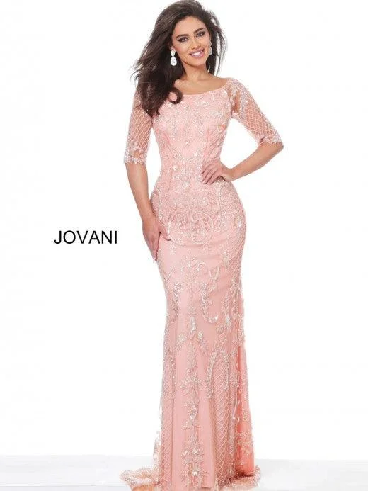 Off-White Gown Jovani 62894 Long Off Shoulder Formal Beaded Dress