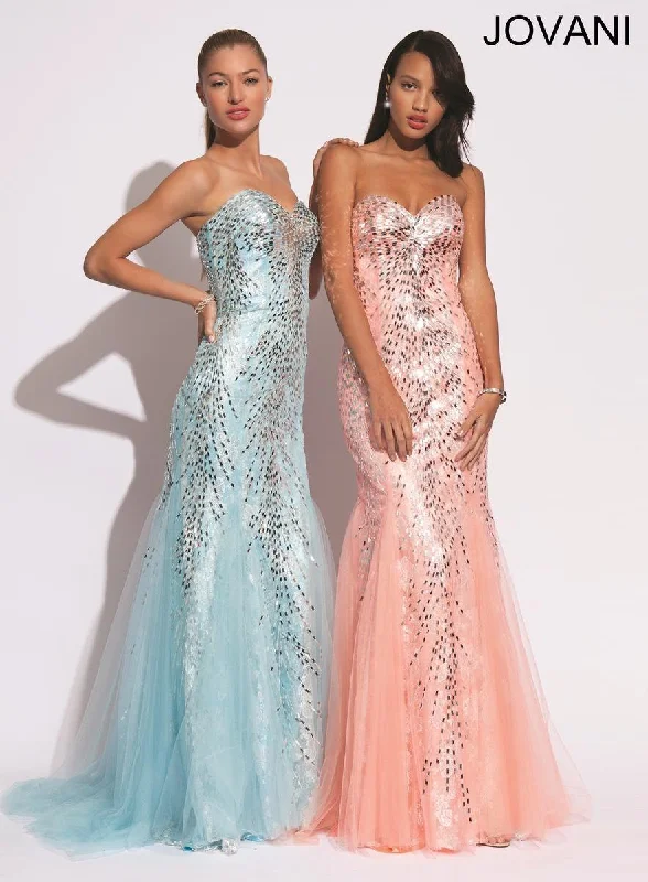 Fancy Evening Dress Jovani 88311 Long Prom Strapless Evening Dress
