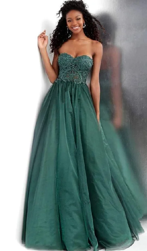 Luxe Satin Dress Jovani 67048 Long Strapless Pleated Prom Ball Gown