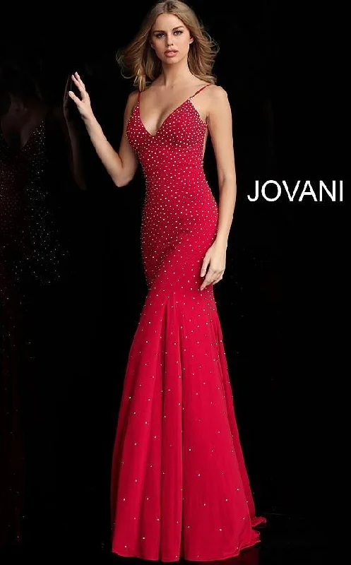 Deep V-Neck Dress Jovani 63563 Prom Long Formal Fitted Evening Dress