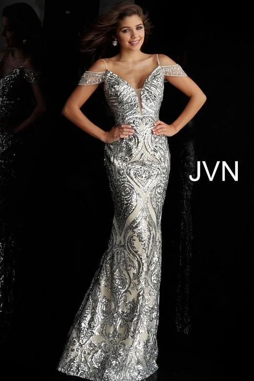 Embellished Maxi Dress Jovani 67256 Prom Long Off Shoulder Formal Dress Sale