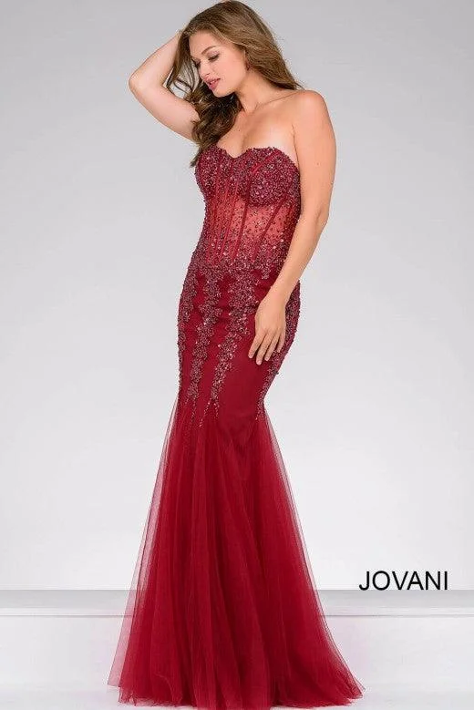Bodycon Gown Jovani 5908 Prom Long Strapless Mermaid Dress