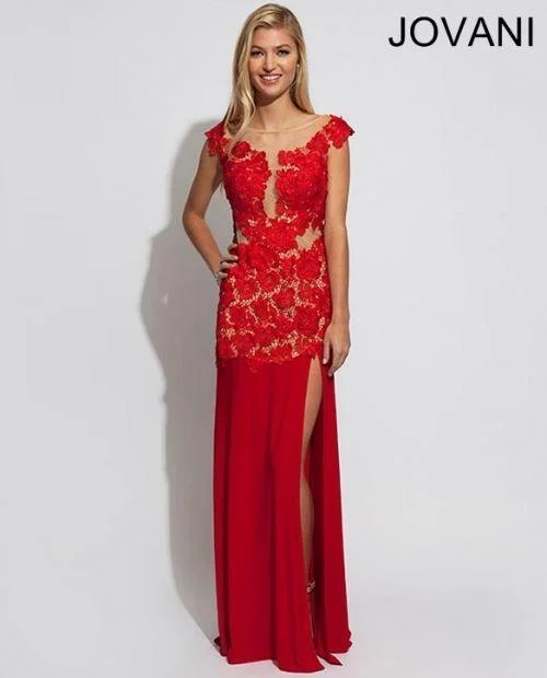 Beaded Dress Jovani 77654 Shorts Sleeve Long Formal Gown