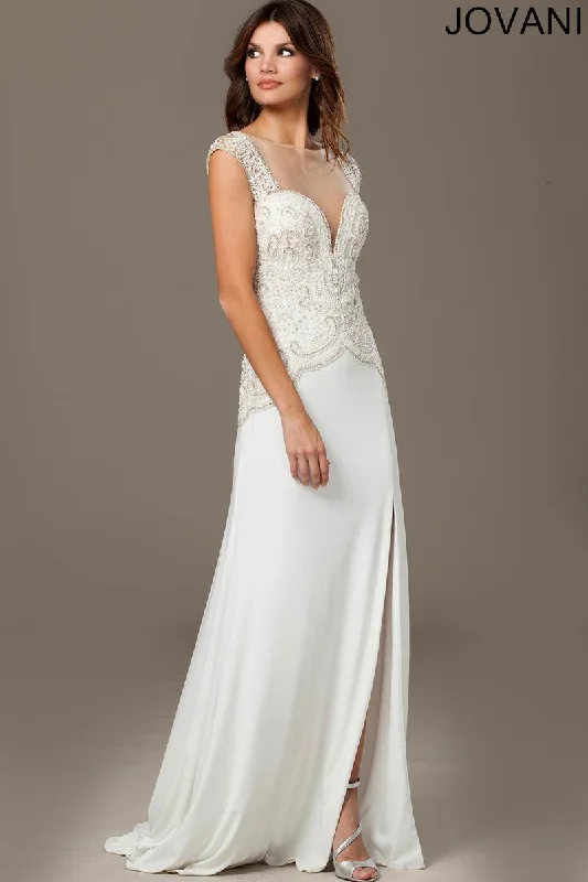 Rhinestone Embellished Dress Jovani 98634 Sleeveless Long Prom Gown