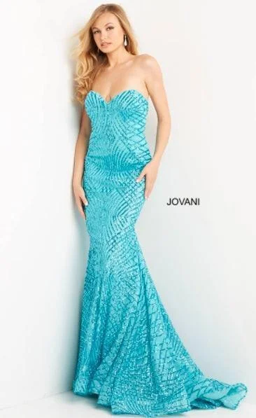 Ruffled Dress Jovani 06516 Strapless Long Mermaid Evening Dress