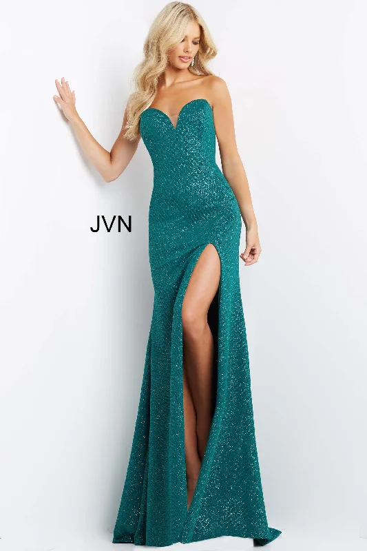 Floor-Length Satin Dress Jovani 08510 Strapless Tie Back Long Prom Dress