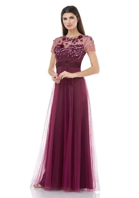 Sophisticated Gown JS Collections Long Formal Beaded Mesh Dress 867132