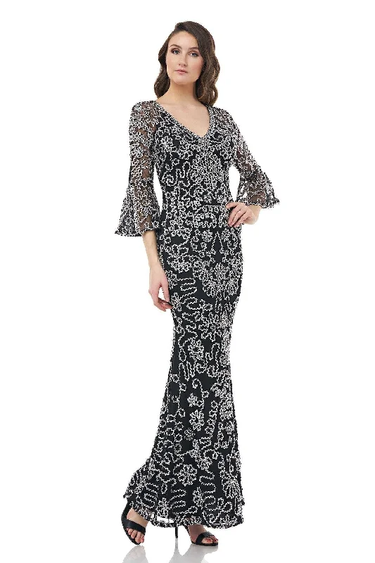 High Neck Dress JS Collections Long Formal Bell Sleeve Dress 867193