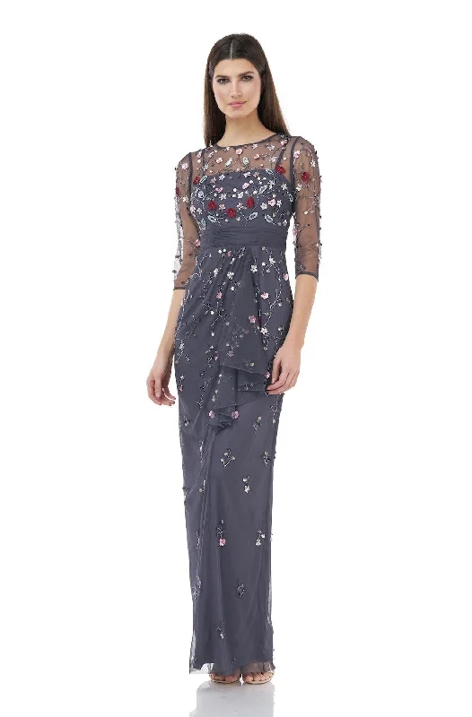 Asymmetrical Gown JS Collections Long Formal Floral Beaded Gown 867092