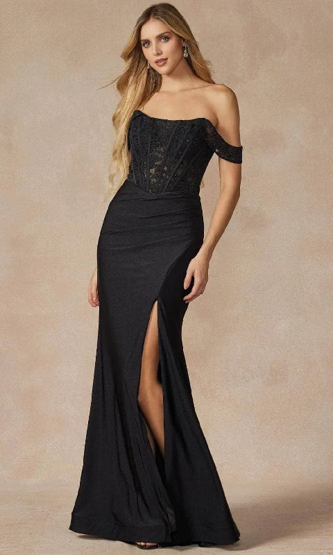 Whimsical Evening Gown Juliet Dresses 2407 - Off-Shoulder Embroidered Evening Dress Whimsical Evening Gown Juliet Dresses 2407 - Off-Shoulder Embroidered Evening Dress