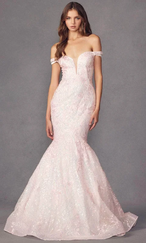 Puffy Sleeve Dress Juliet Dresses 2412 - Plunging V-Neck Evening Dress