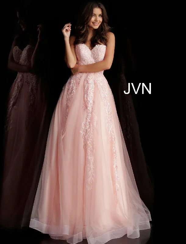 Statement Chiffon Dress Jovani 66970 Strapless Beaded Prom Ball Gown