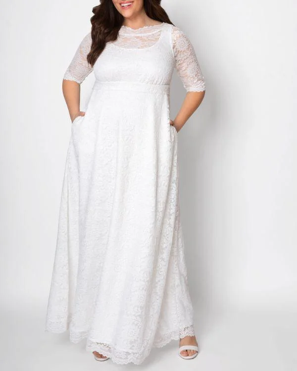 Floor-Length Satin Dress Kiyonna Long Wedding Dress