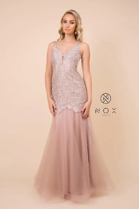 Tulle Gown Long Formal Sleeveless Mermaid Prom Dress