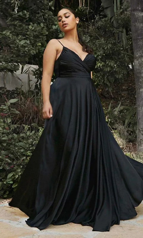 Draped Formal Dress Ladivine 7485C - Spaghetti Strap A-Line Prom Dress
