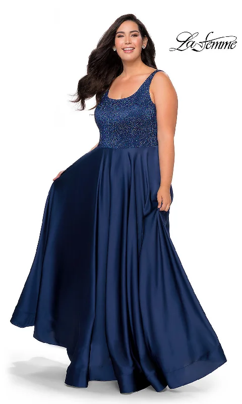 Delicate Lace Dress Long La Femme Plus-Size Prom Dress with Pockets