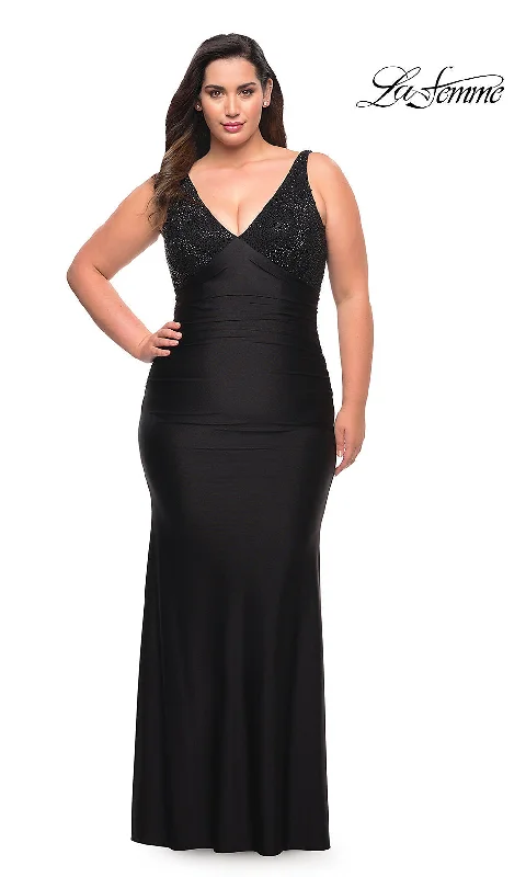 Vintage Lace Dress Sleeveless Long Plus-Size La Femme Prom Dress