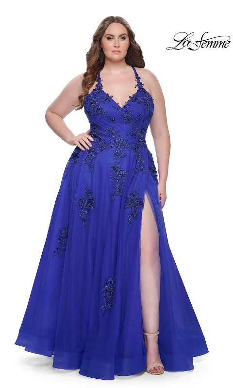 Drape Sleeve Dress La Femme 31378 Plus-Size Formal Prom Dress