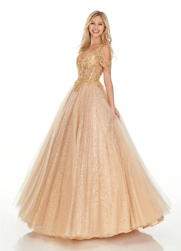 Off-White Gown Rachel Allan Long Ball Gown Prom Dress