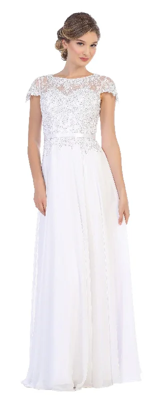 Floor-Length Gown Long Bridal Gown Short Sleeve Wedding Dress Sale