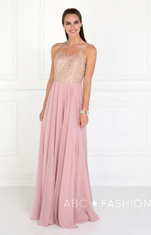A-Line Gown Long Embellished Sweetheart Chiffon Dress by Elizabeth K GL1571