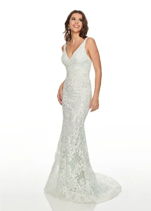Floor-Length Satin Dress Rachel Allan Long Formal Prom Dress