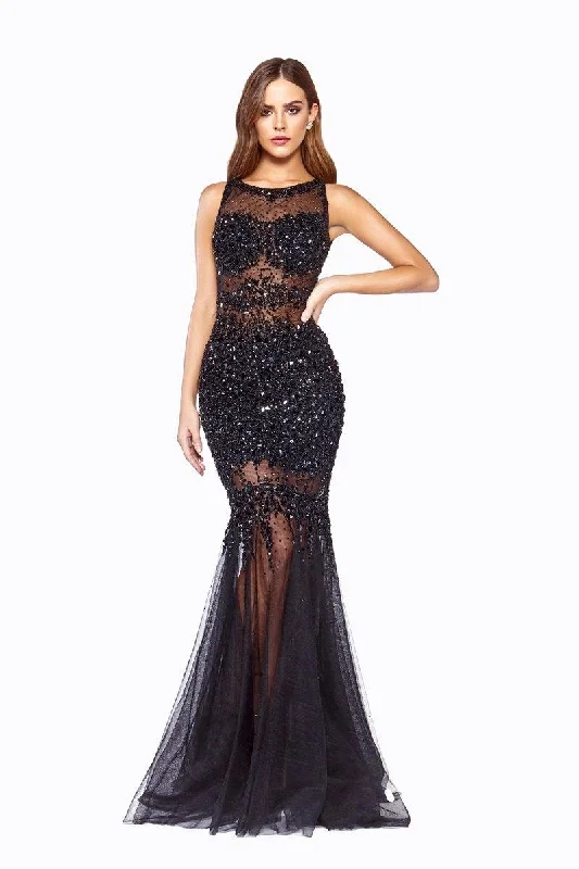 Off-White Gown Cinderella Divine JC4199 Long Formal Beaded Evening Prom Dress