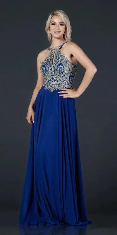 Bodycon Gown Long Formal Halter Chiffon Evening Prom Dress