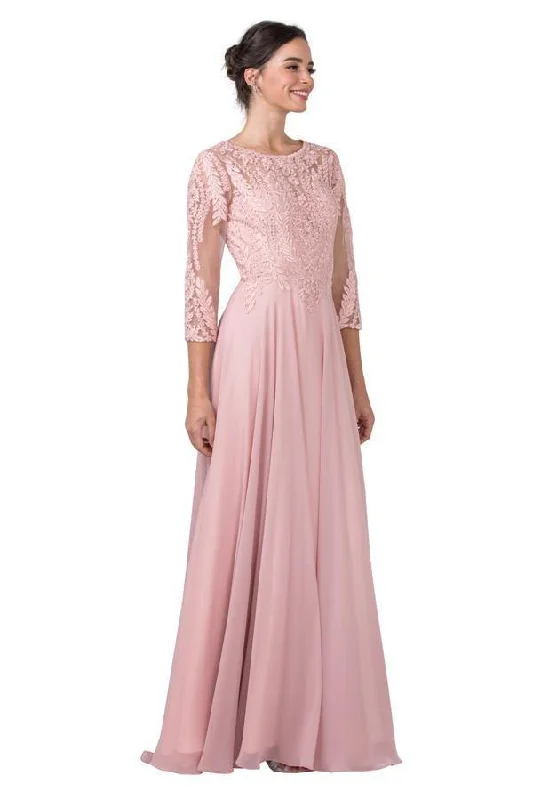 Glitter Dress Long Formal Mother of the Bride Chiffon Dress