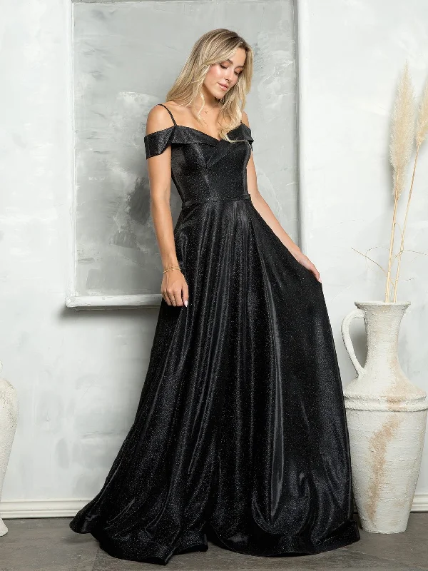Lace Dress Long Formal Off Shoulder Glitter Ball Gown