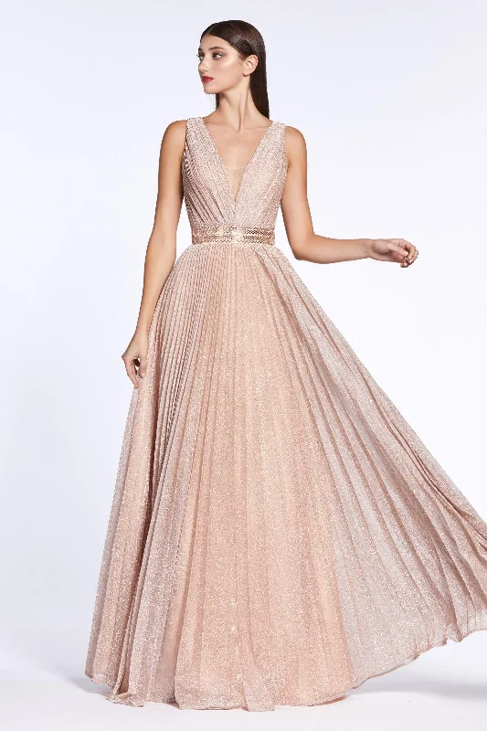 Off-Shoulder Gown Cinderella Divine CM9086 Long Formal Sleeveless Evening Prom Dress