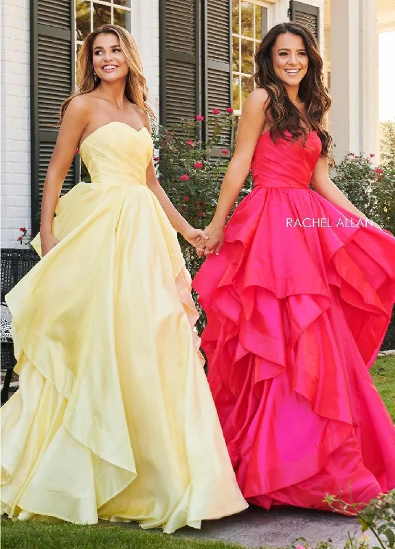 Chic Satin Dress Rachel Allan Long Prom Dress Ball Gown
