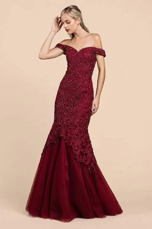 Pleated Gown Andrea & Leo CDA0401 Long Prom Mermaid Dress